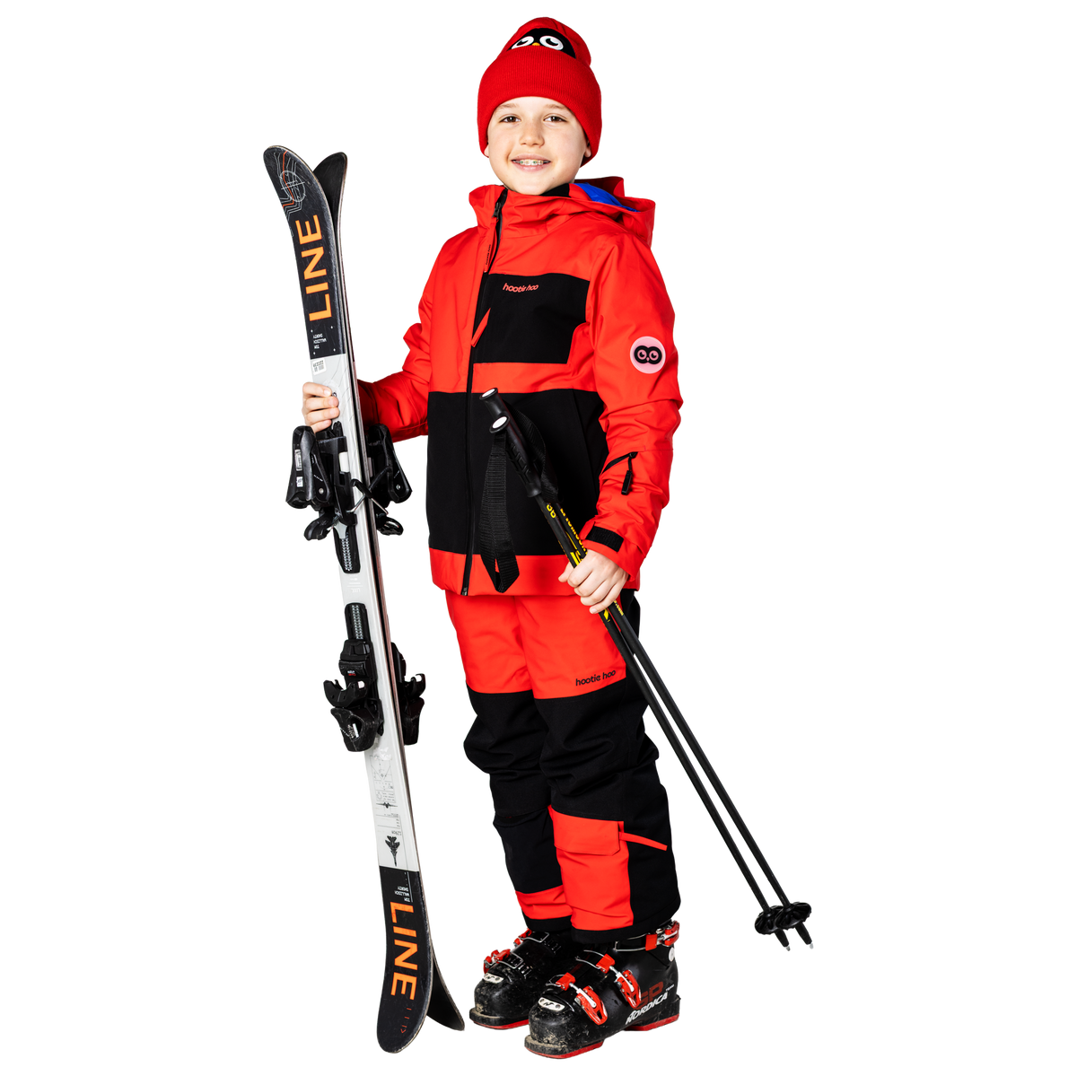Kids Pinnakle Insulated Bib Snow Pants - True Red/Raven Black