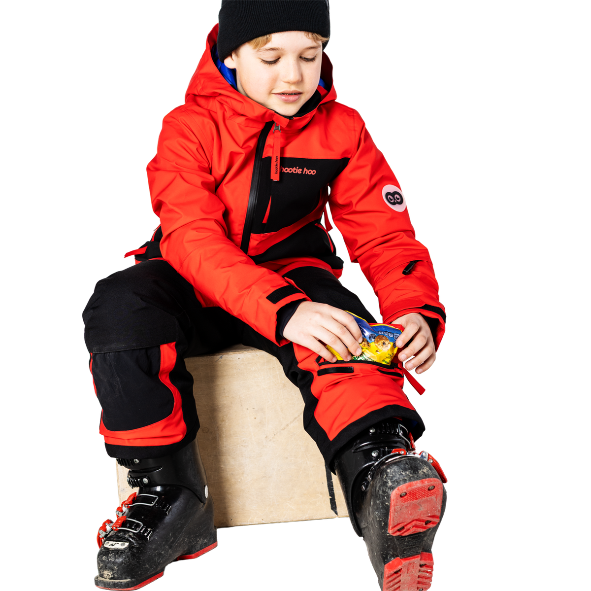 Kids Pinnakle Insulated Bib Snow Pants - True Red/Raven Black