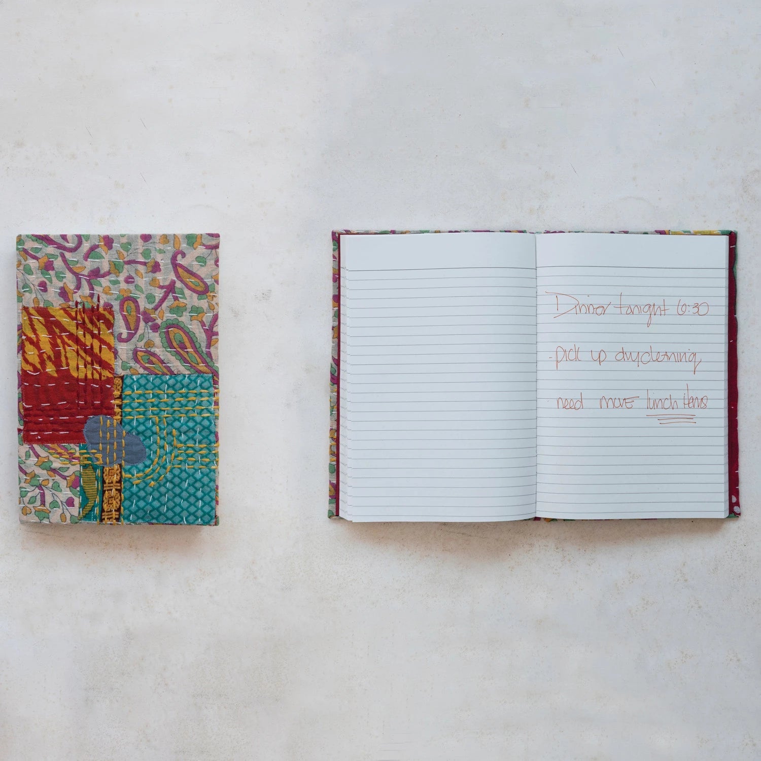 Kantha Fabric Covered Journal 7"x 10"h by Homeportonline