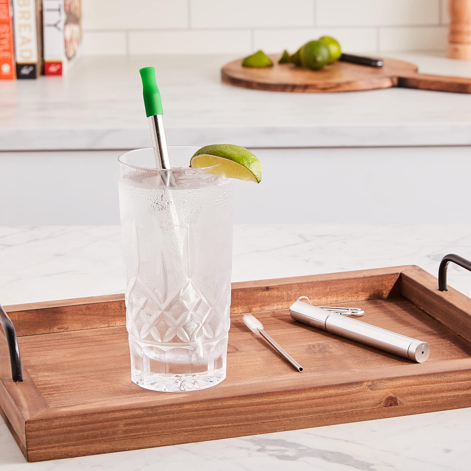 Drinking Straws - Stainless Steel - Telescopic Straw w/ Case & Brush by Homeportonline