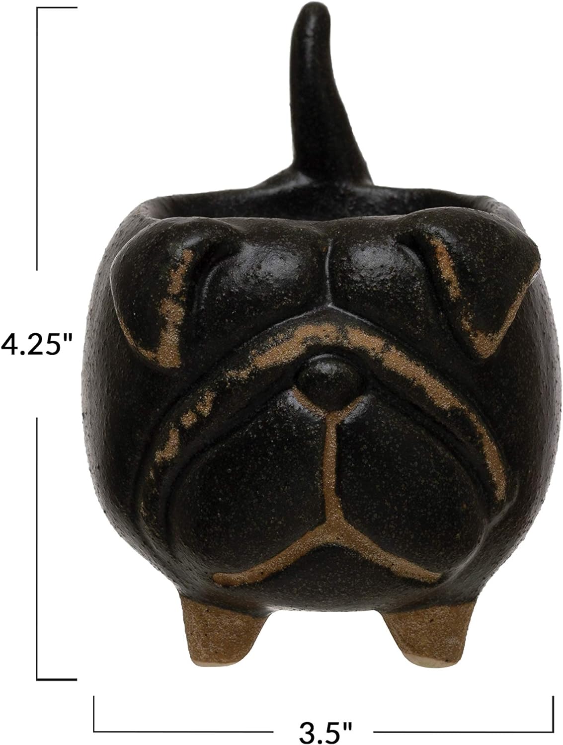 Stoneware Dish - Bull Dog Ring Holder/Dish Black by Homeportonline