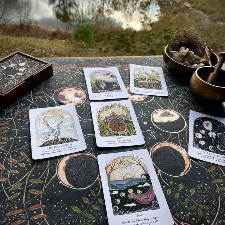 Phases & Forests Moon Cycle Reading Cloth / Bandana 19x19"