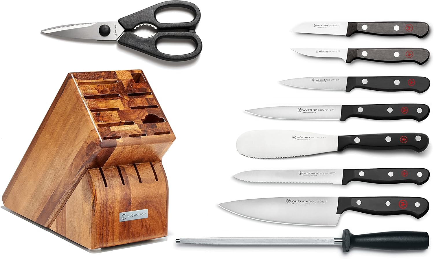 Gourmet 10pc Knife Block Set 15-Slot Acacia by Homeportonline