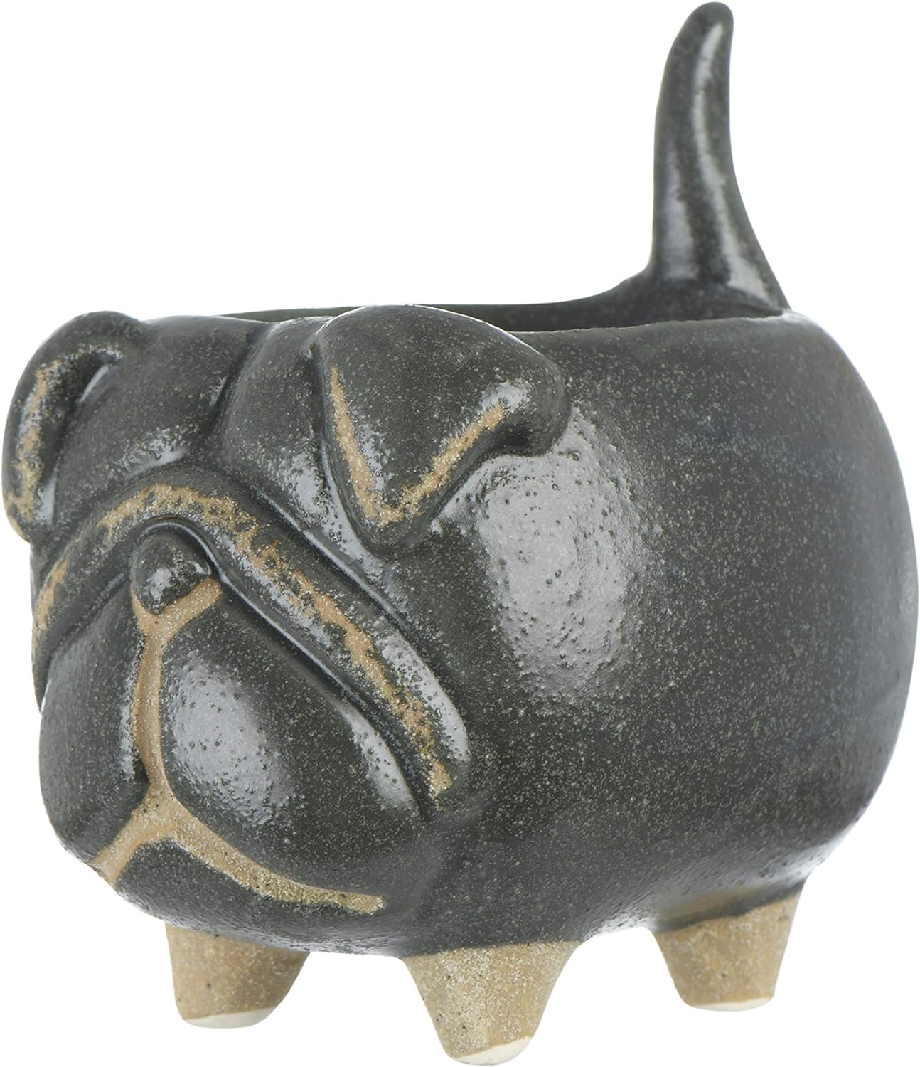 Stoneware Dish - Bull Dog Ring Holder/Dish Black by Homeportonline