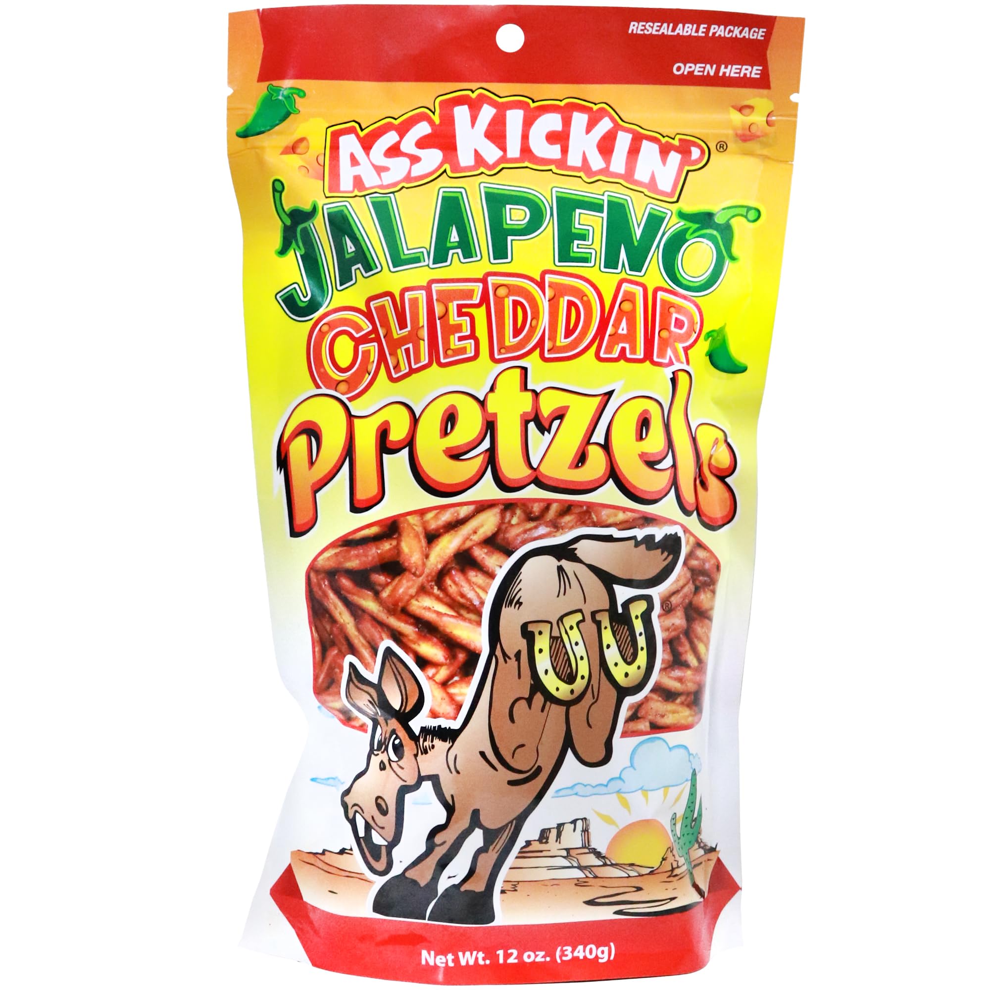 Ass Kickin’ Jalapeno Cheddar twisted pretzels 12oz Bag by Homeportonline
