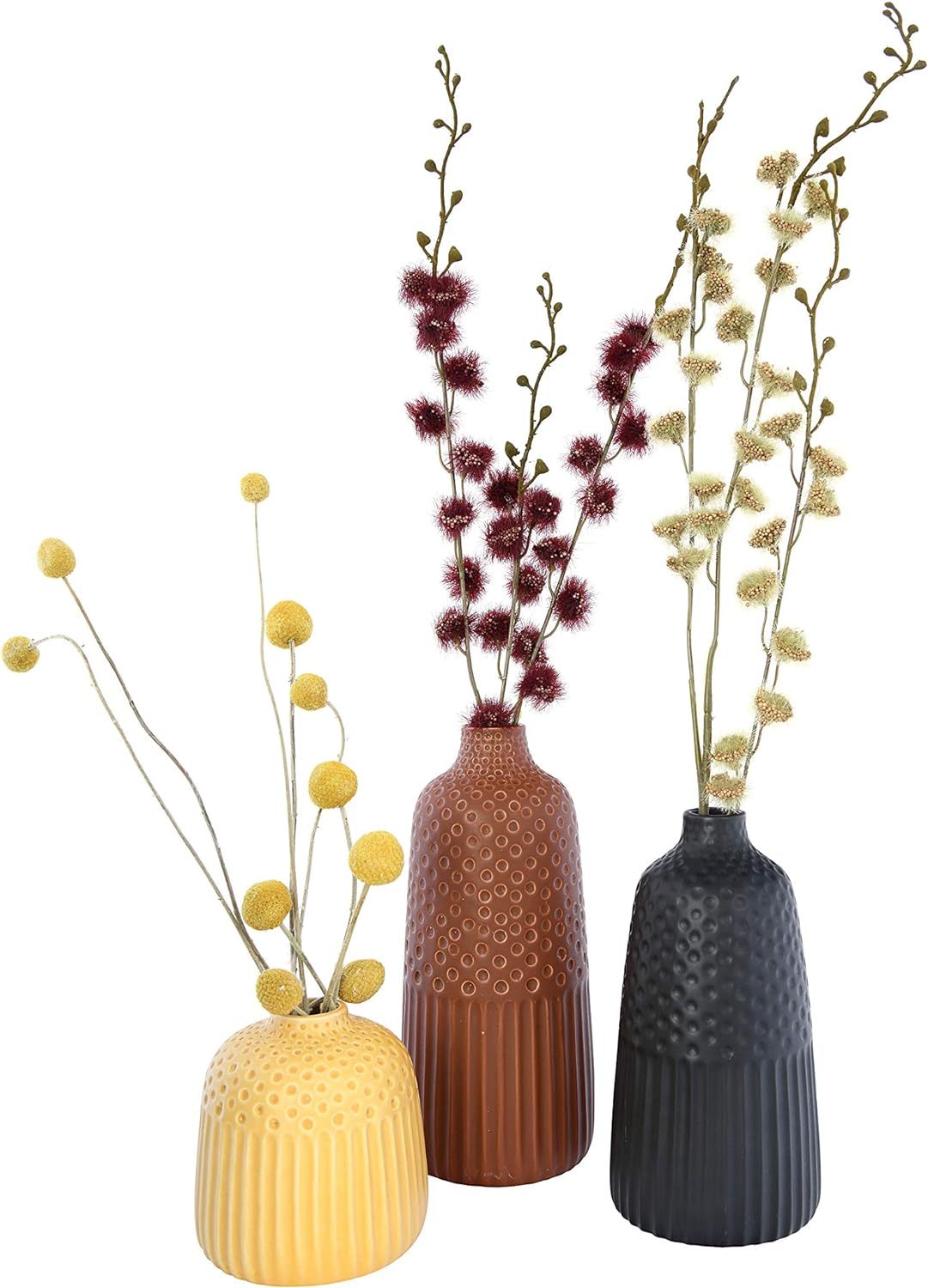 Vase Embossed Stoneware Matte Glaze 8.5" h Black by Homeportonline