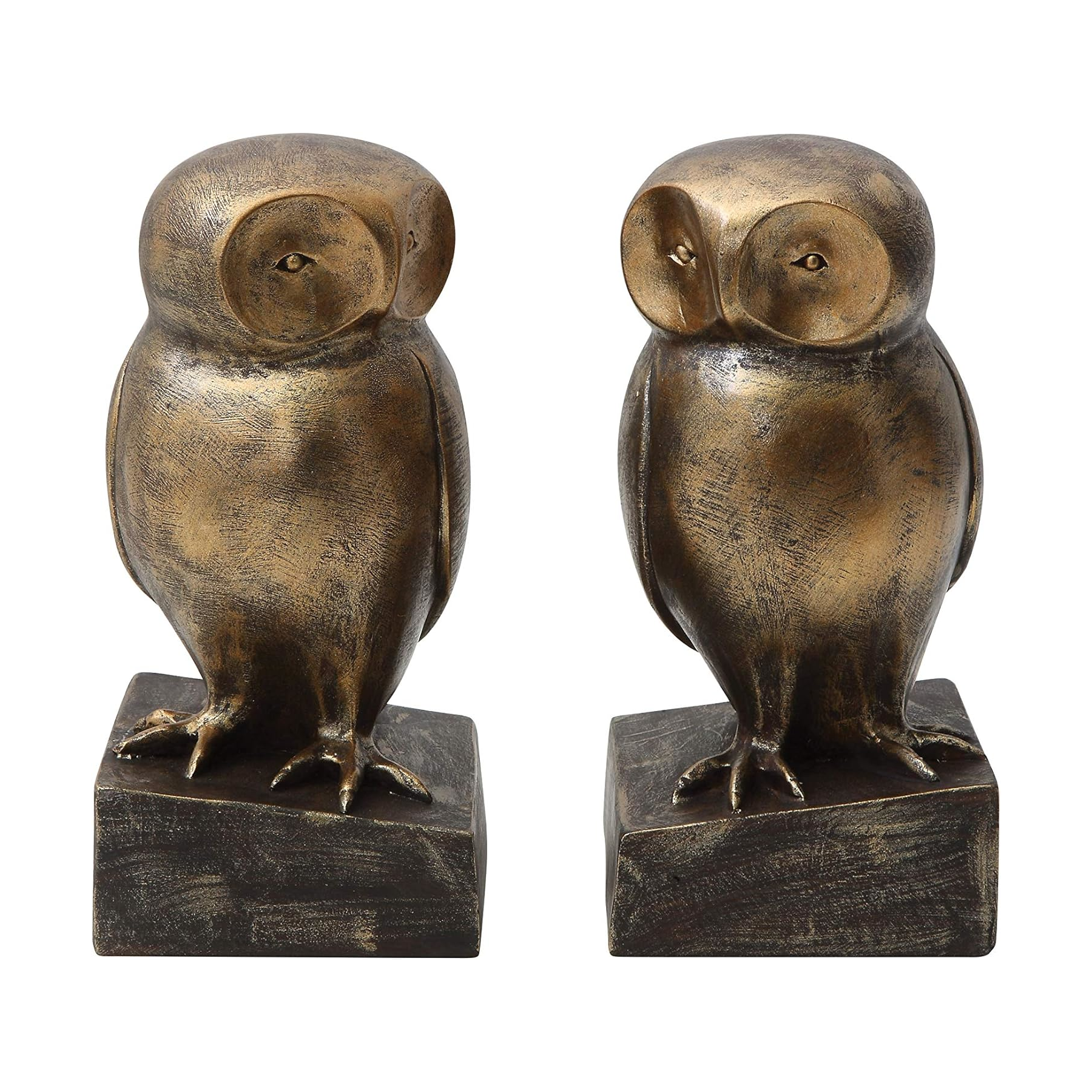 Bookends Owl Resin Bronze Finish Set of 2 by Homeportonline