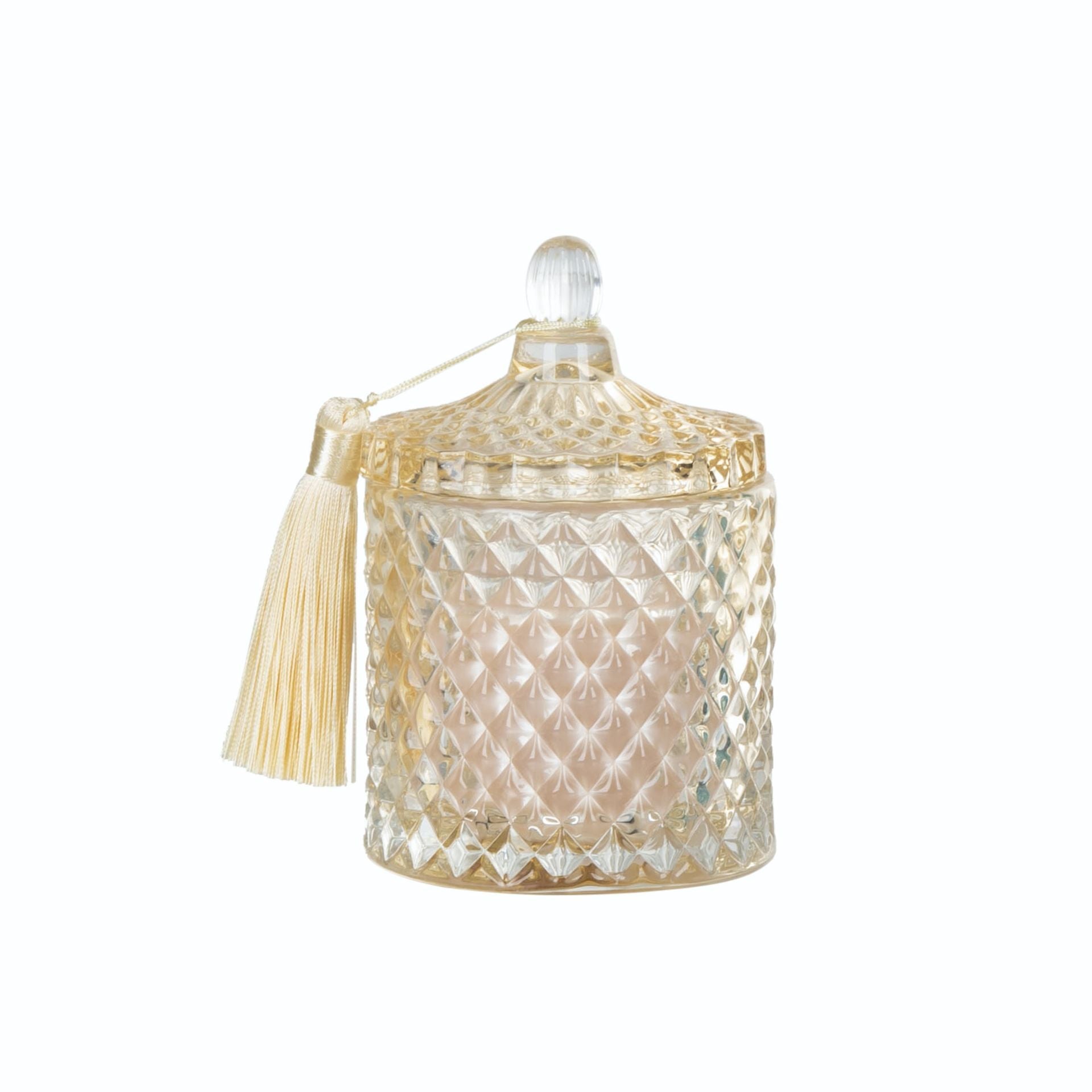 Glass Jar Candle Ivory with Tassel by Homeportonline