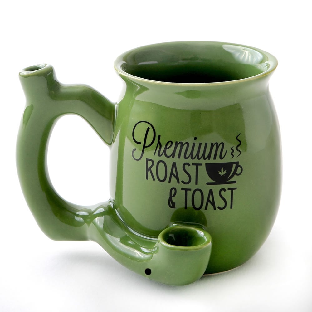 Mug - Ceramic "Roast & Toast" 10.5oz Coffee Mug (Green) by Homeportonline