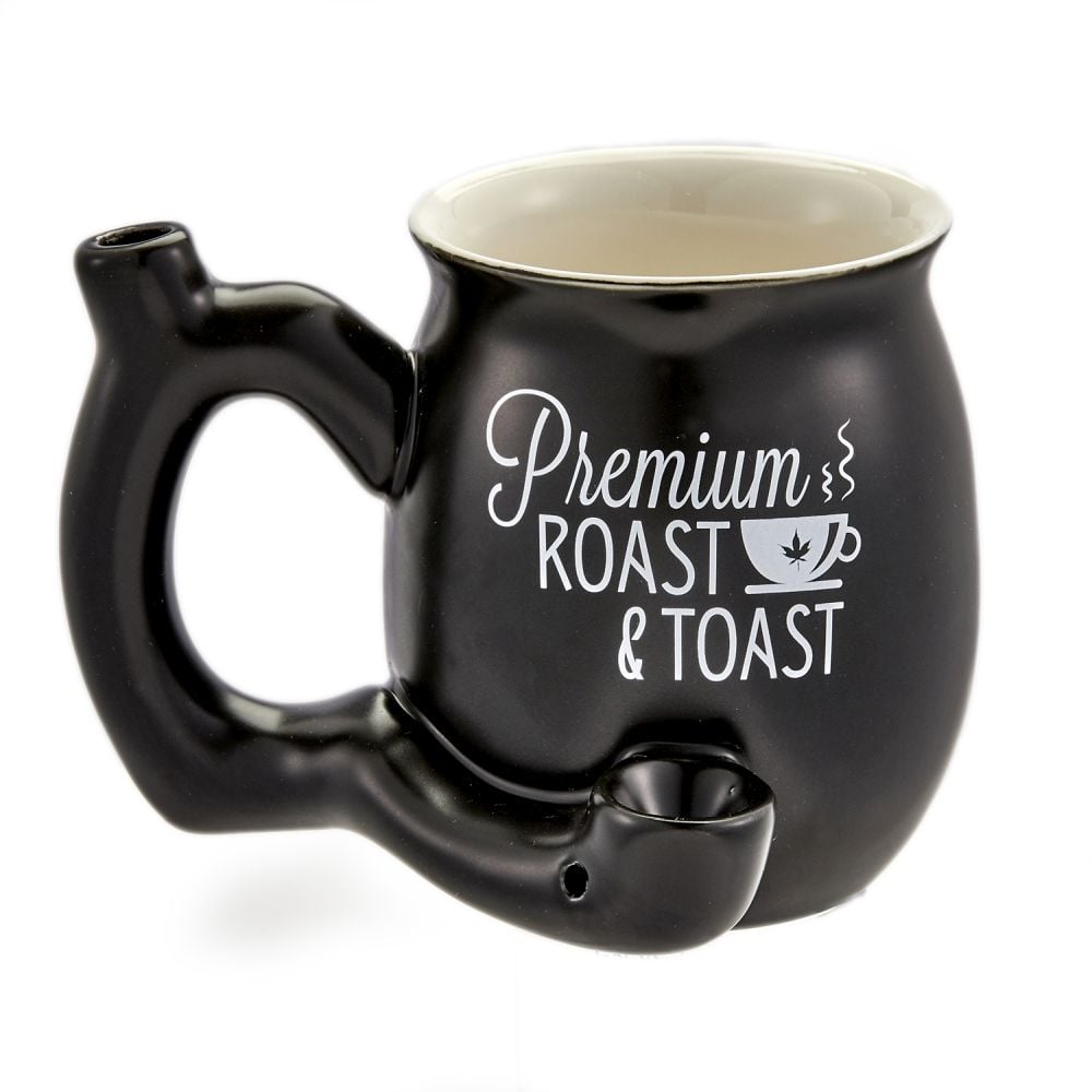 Mug - Ceramic "Roast & Toast" 10.5oz Coffee Mug (Matte Black) by Homeportonline