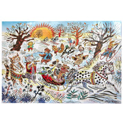 eeBoo Winter Sleigh Ride 20-Piece Jigsaw Puzzle Whimsical Outdoor Animal Scene, Multi