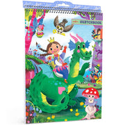 eeBoo Fairytale Dragon Sketchbook 60-Page Spiral Bound Art Pad, Multi