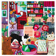 eeBoo Pets in the Kitchen 1000-Piece Jigsaw Puzzle Glossy High-Quality Pieces, Multi