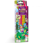 eeBoo Jumbo Double-Sided Pencils 6-Piece Fluorescent & Metallic Kids Art Supplies, Multi