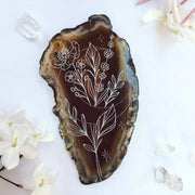 "Moon Blooms" Agate Slice Floral Spring Home Decor Crystal