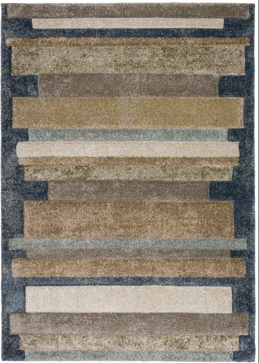 Carmona Rug Color Blocks Denim 5'1" X 7'5" by Homeportonline
