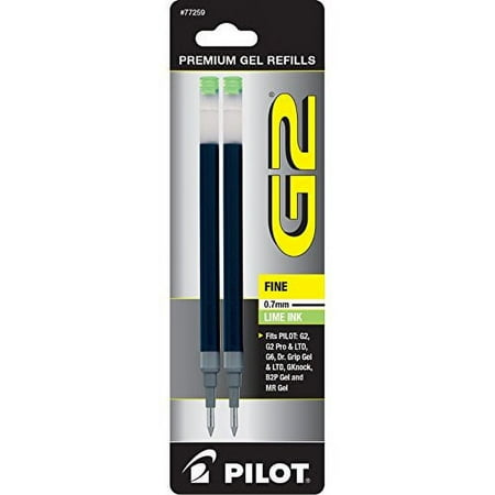 Pilot G2 Gel Ink Refill 2-Pack for Rolling Ball Pens Fine Point Lime Green (77259)