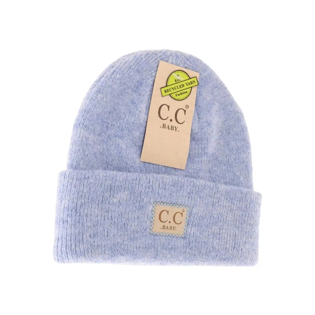 Soft Ribbed Leather Patch C.C. Newborn Knit Hat