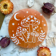 "Mushroom" Halloween Selenite Charging Plate Spooky Decor