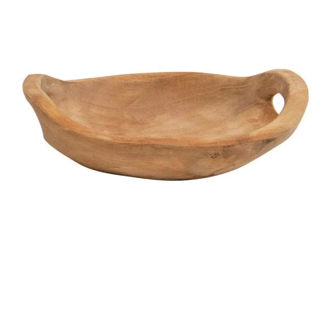 Teak Wood Bowls with Handles - Small 8in by Homeportonline