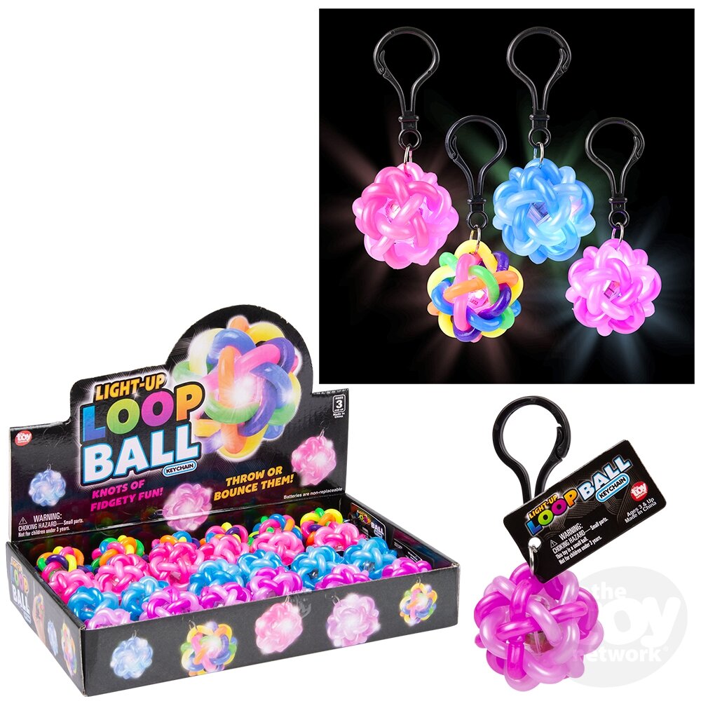 Loop Ball Light Up Backpack Clip Assorted Colors 1.5" (Sold Individually) by Homeportonline