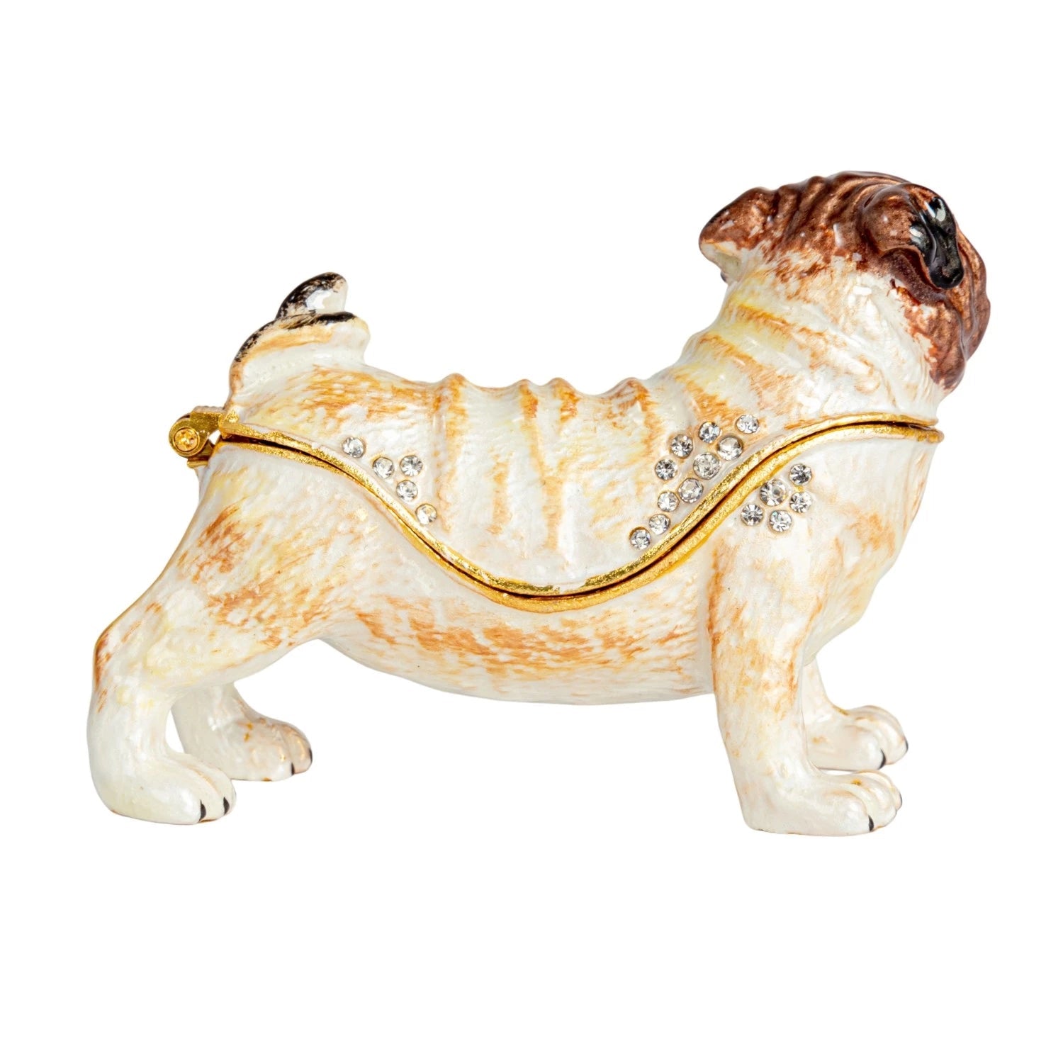 Trinket Box Enameled Metal Pug 3"l x 2"h by Homeportonline