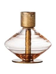 Candle Holder Taper Antique Brass & Glass Blue or Amber Medium Sold Individually by Homeportonline