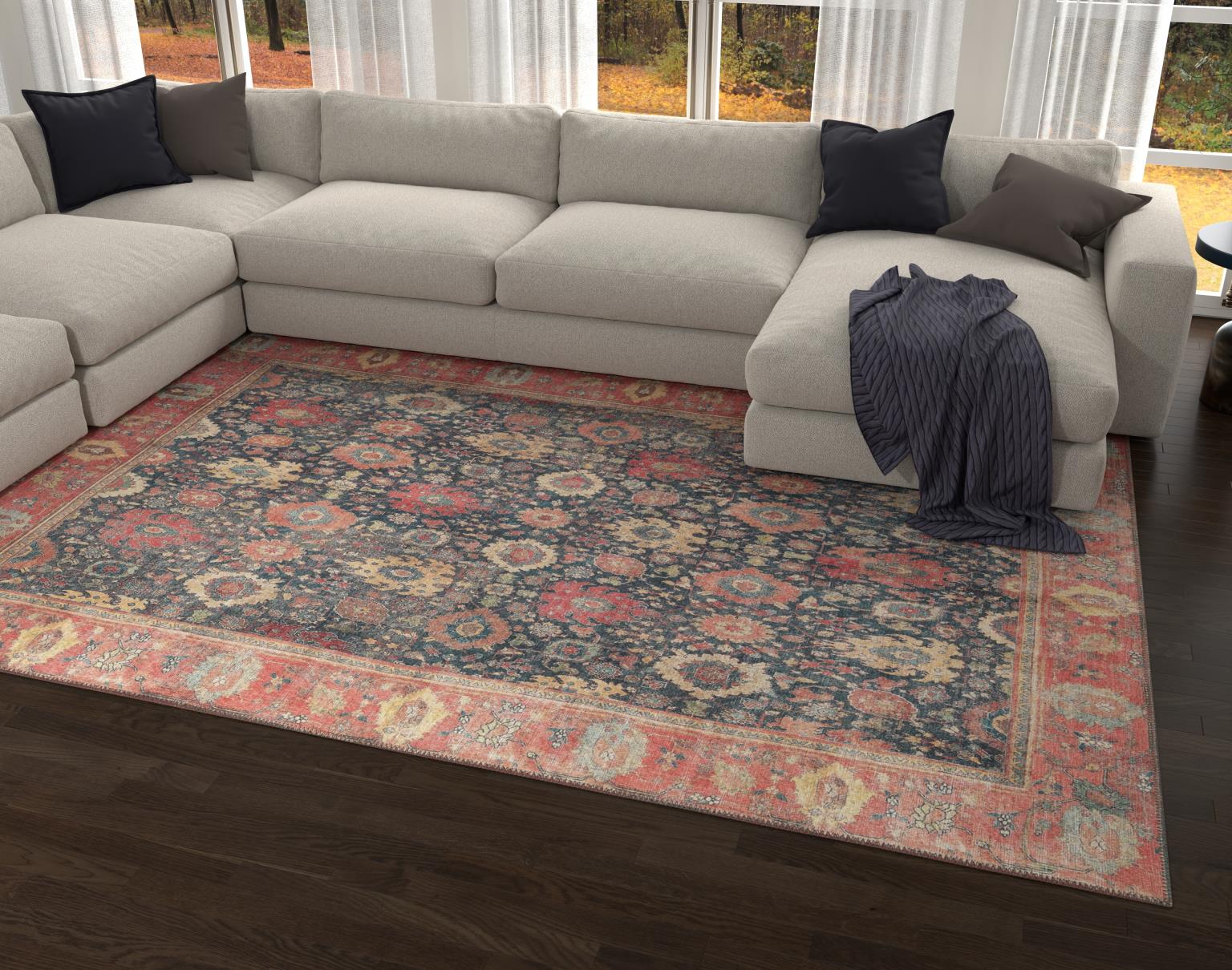 London Luna Navy Washable Rug 3'9" x 5'6" by Homeportonline