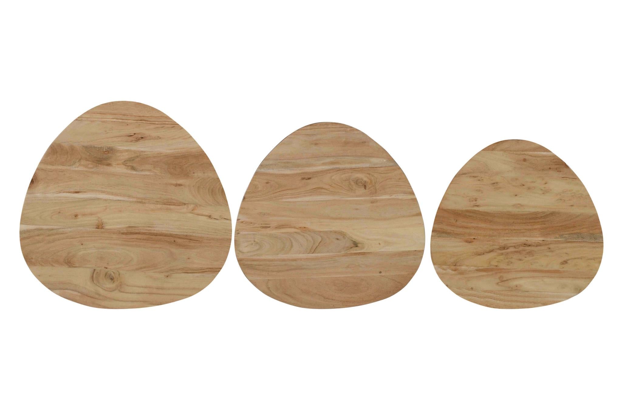Global Archives Reeves Nesting Tables Mango Wood Natural Set of 3 by Homeportonline