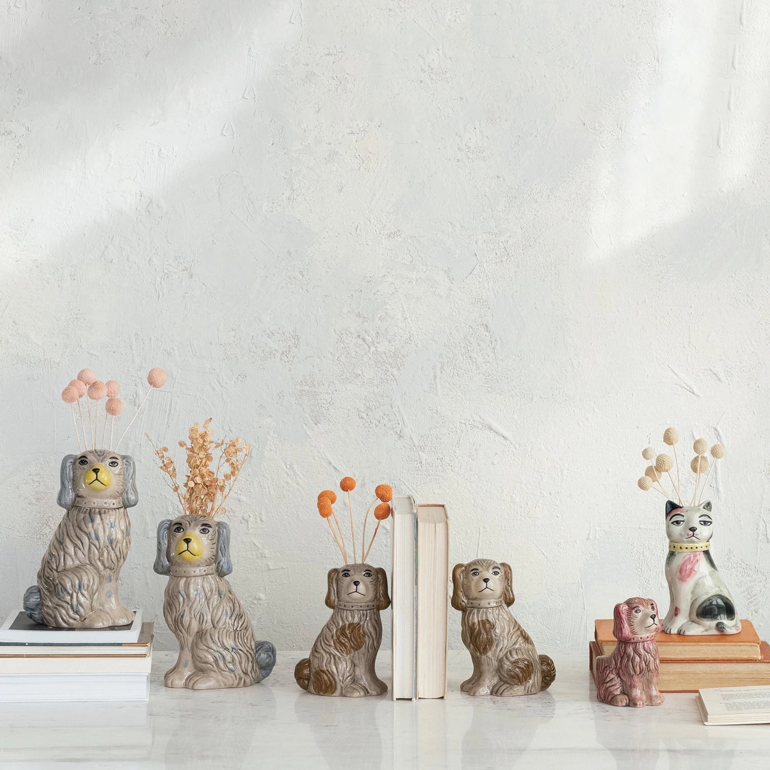 Vase Stoneware Vintage Reproduction Dog Grey 8"h (Sold Individually) by Homeportonline