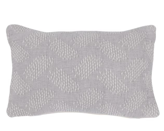 Pillow Lumbar Cotton Jacquard Grey & Cream Reversible 9" x 14" by Homeportonline