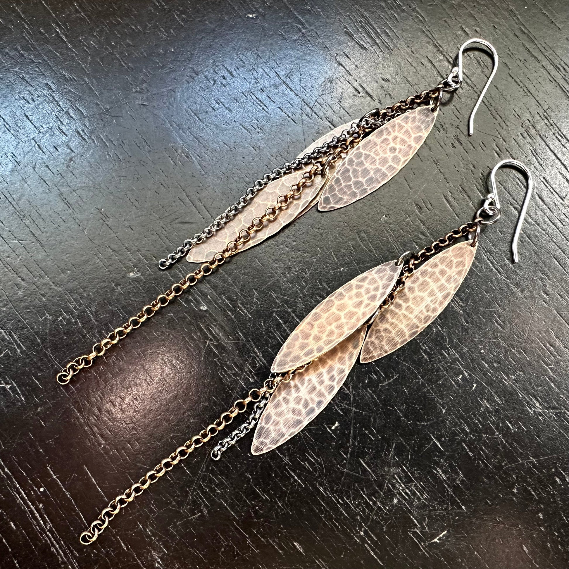 Mini Metal Feather Earrings by jenkahnjewelry