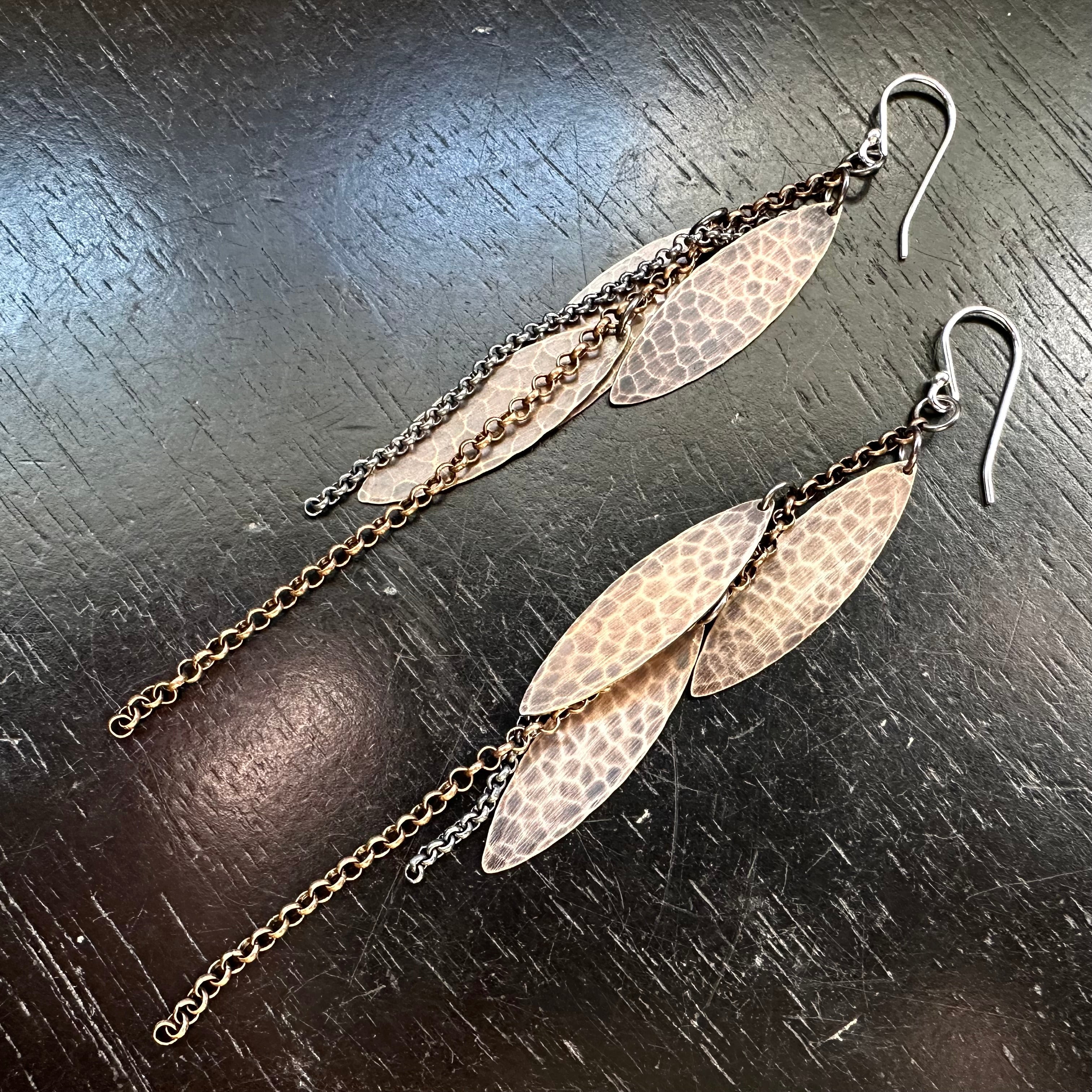 Mini Metal Feather Earrings by jenkahnjewelry