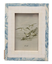 Frame Resin Ivory with Marbled Blue Border Holds 4" x 6" by Homeportonline