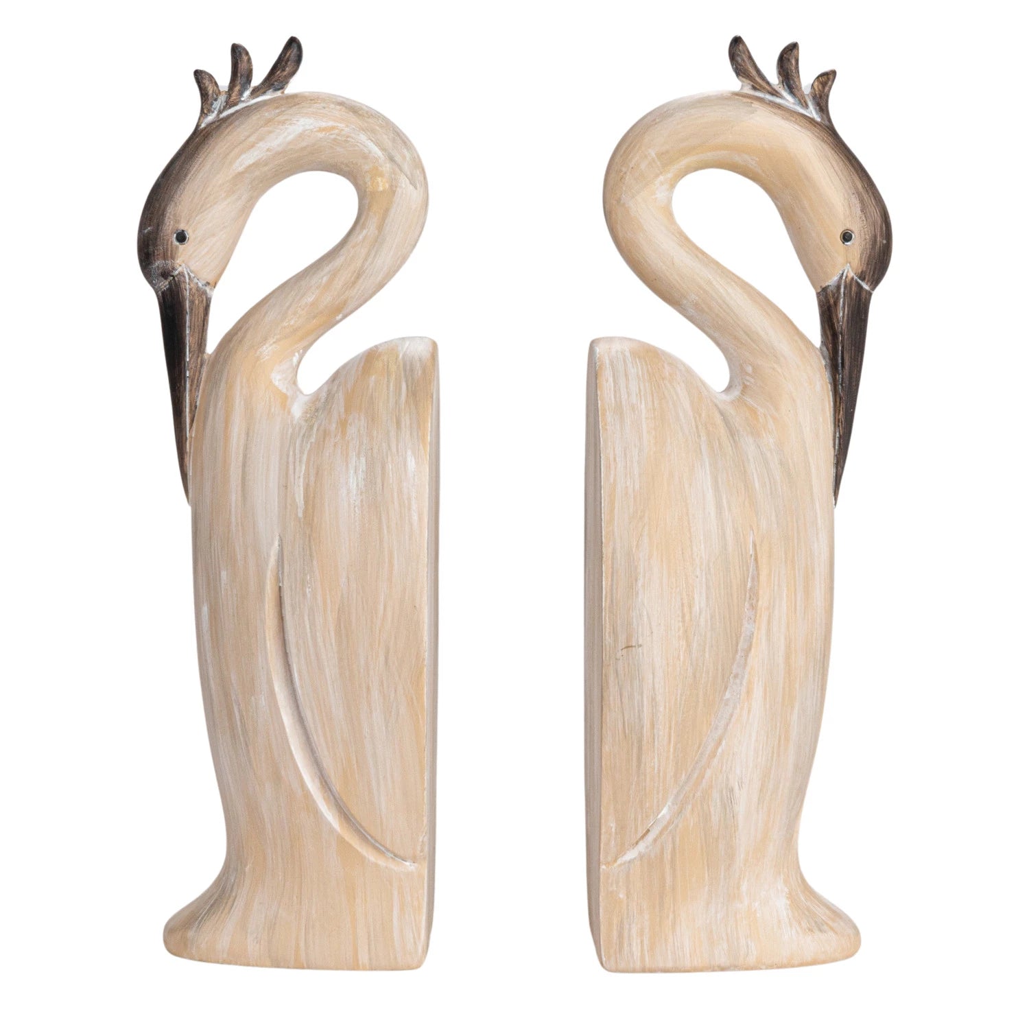Bookends Resin Heron Shape Cream Color 10"h (Sold as Pair) by Homeportonline