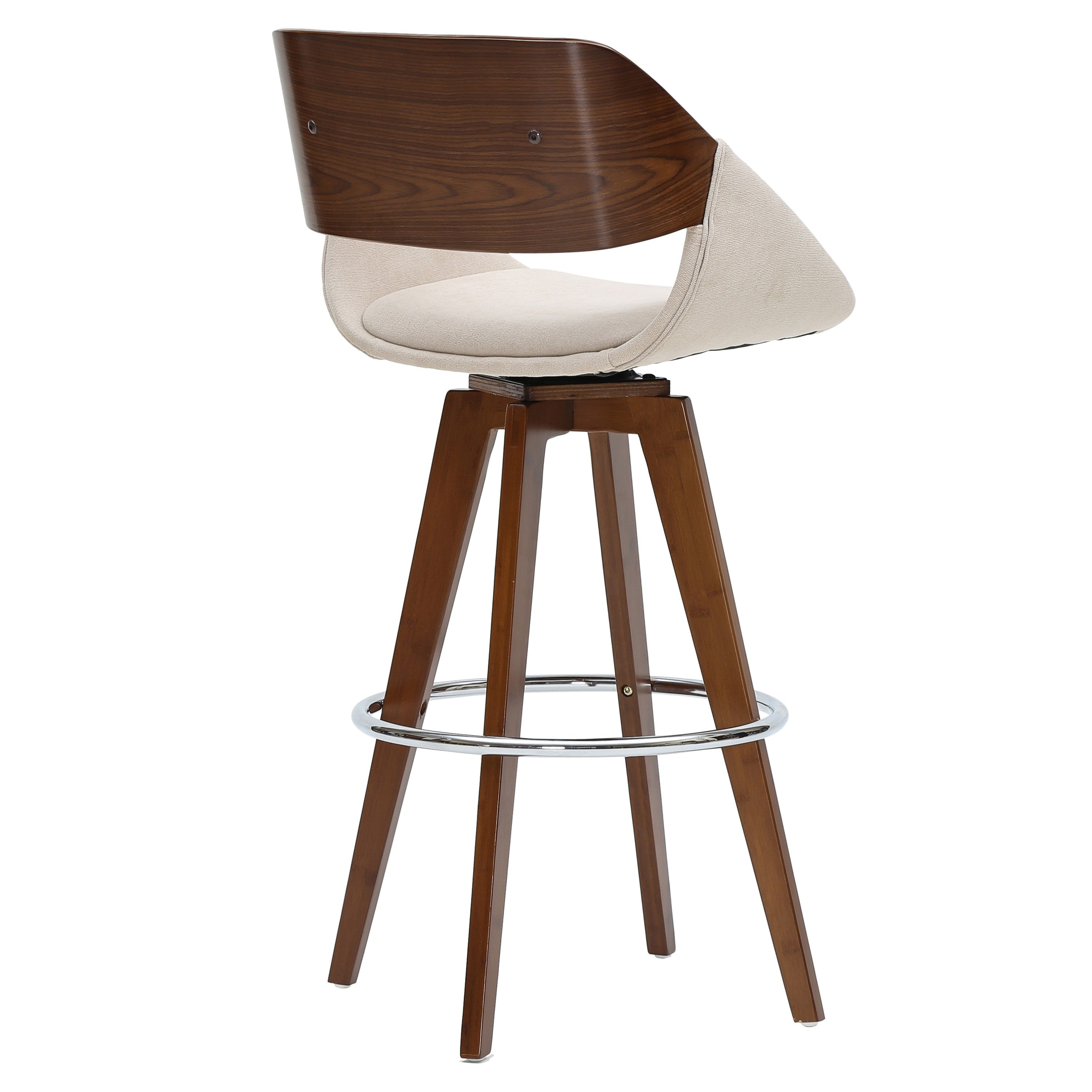 Cyprus KD Fabric Bar Stool Santorini Sand and Walnut by Homeportonline
