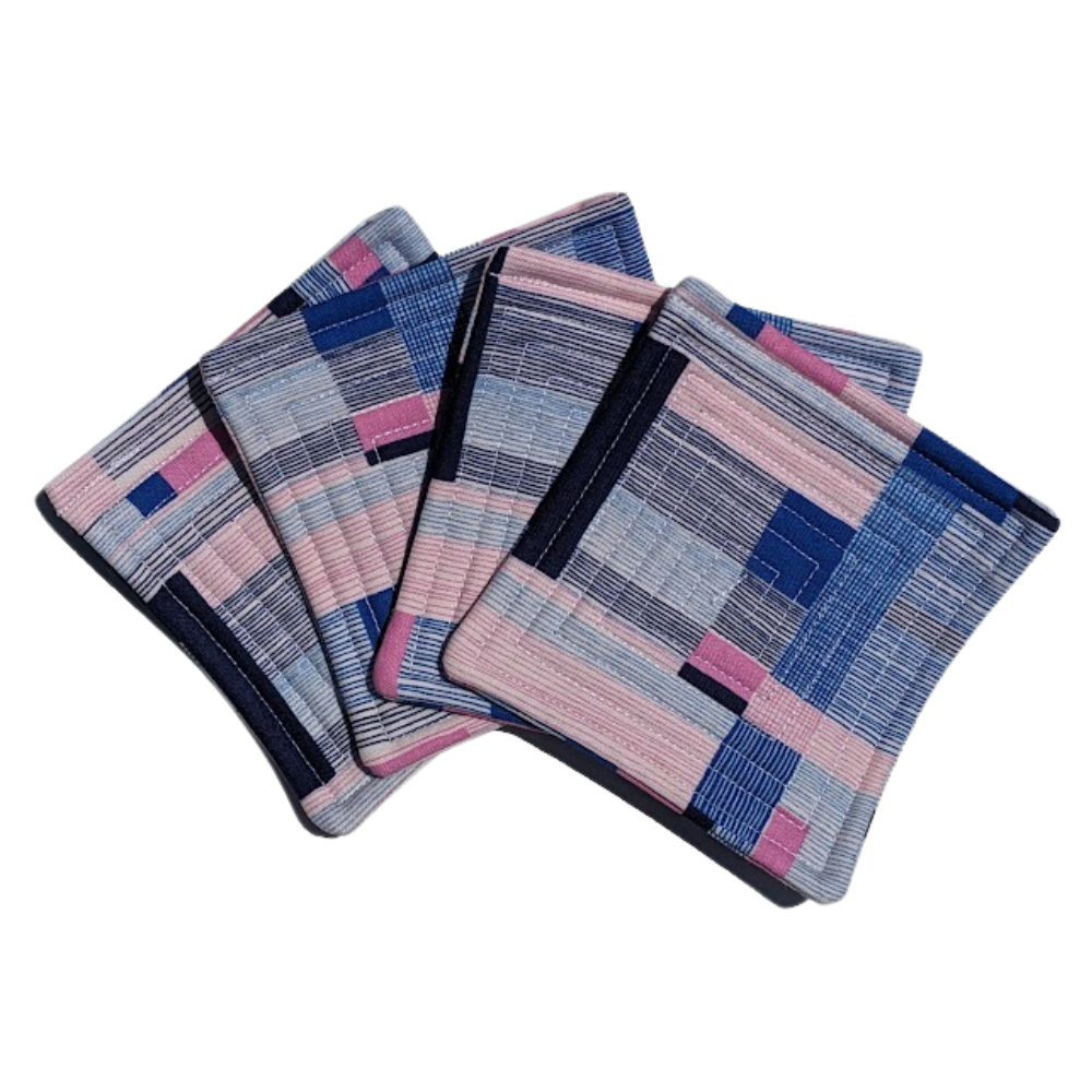 Pink + Blue Colorblock - Quilted Coasters