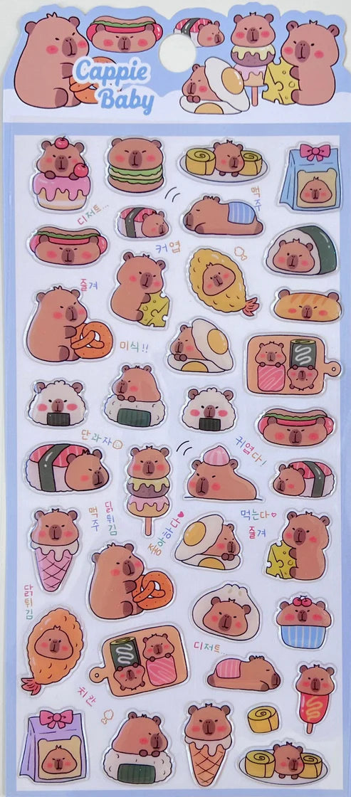 Stickers Puffy Capybara Food by Homeportonline
