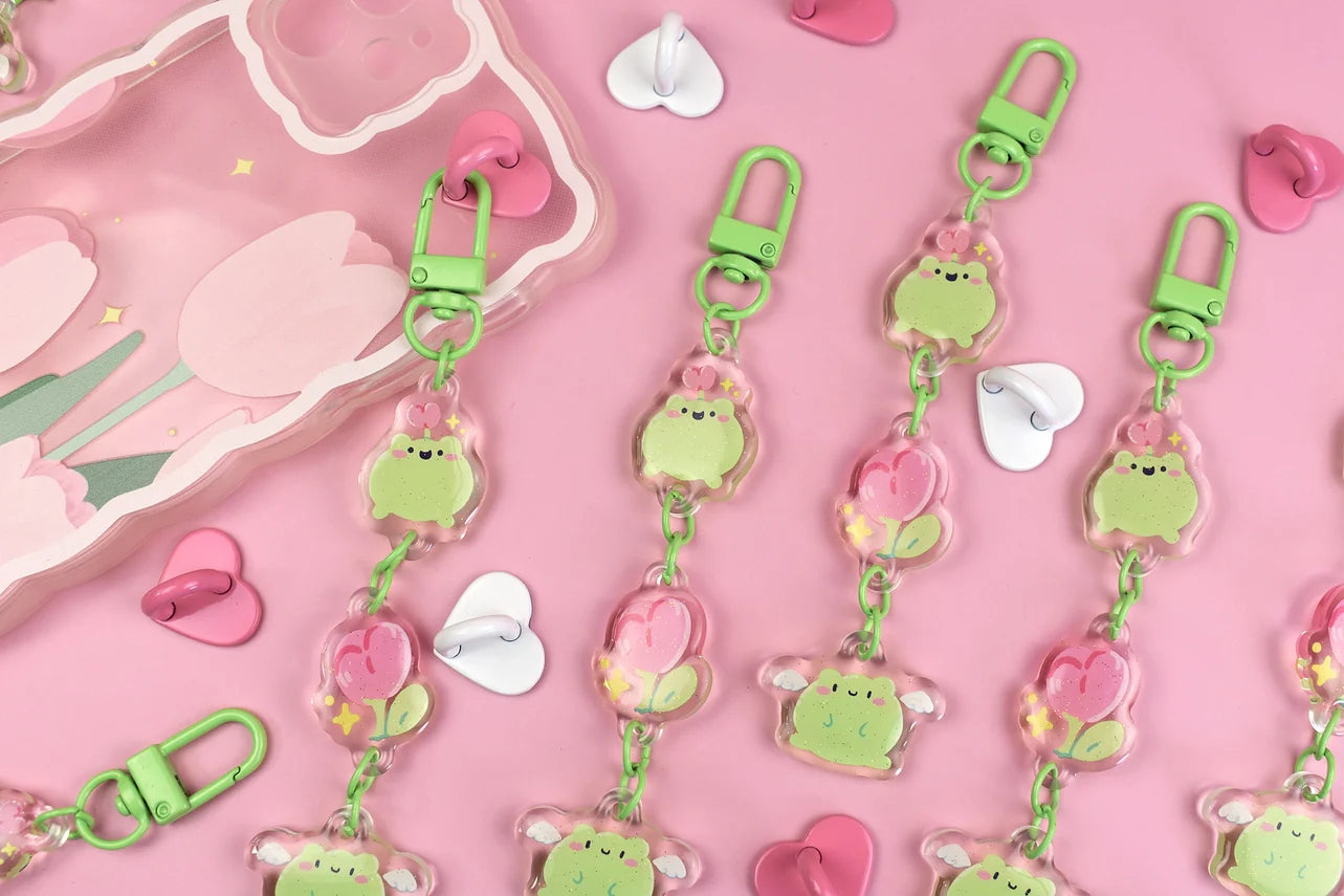 Tulip Frog Keychain Charm