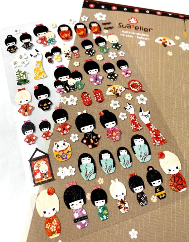 Stickers Kokeshi Dolls Korean Paper by Homeportonline
