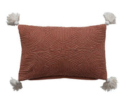 Pillow Lumbar Cotton Embroidered With Tassels Terracotta 10" x 16" by Homeportonline