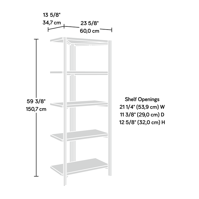 North Avenue Bookcase Corner Five Shelf Smoked Oak Finish by Homeportonline