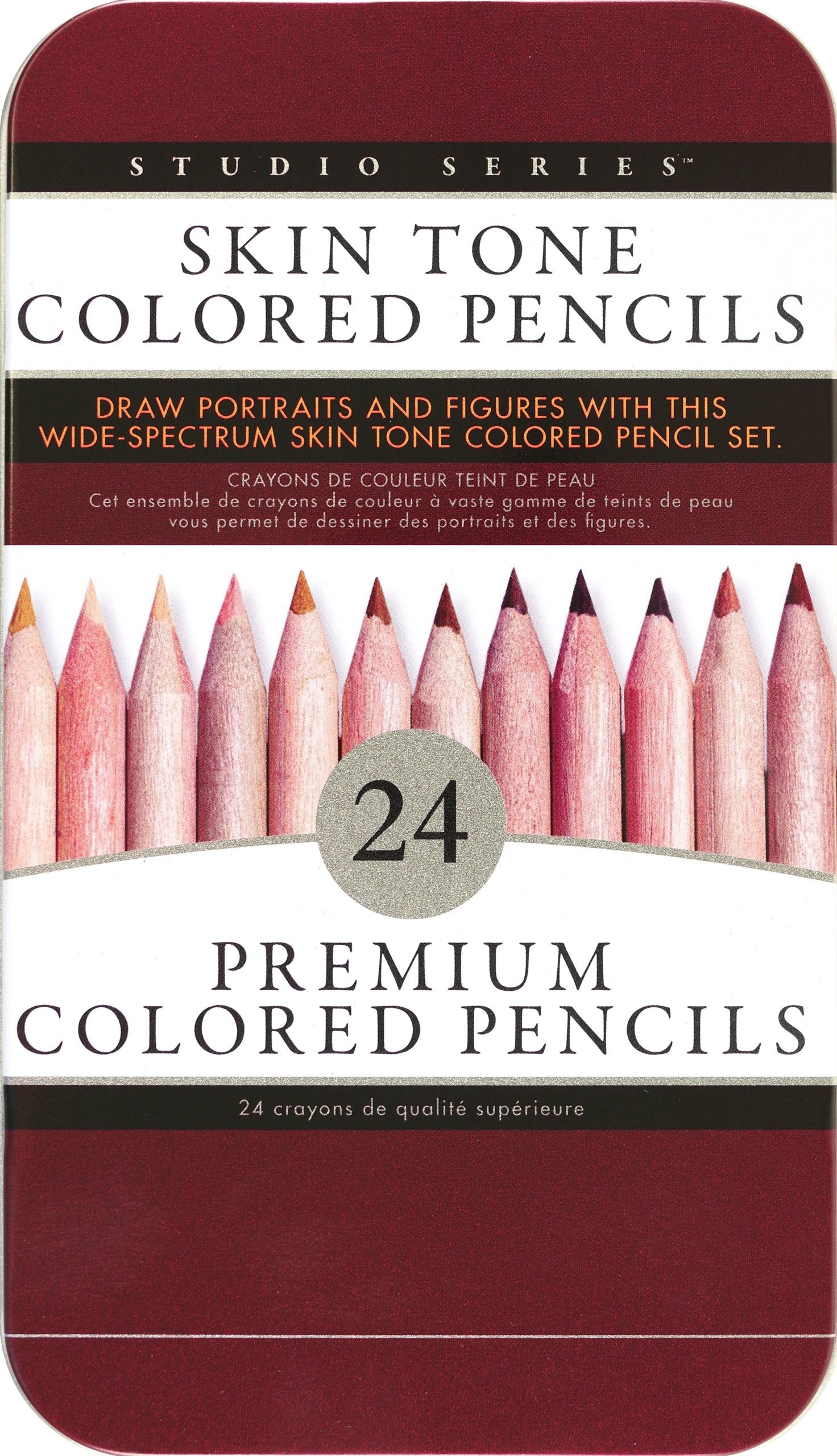 Art Center Colored Pencil Skin Tones Set 24 in Storage Tin by Homeportonline