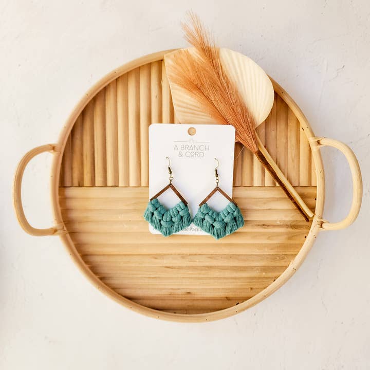 Macrame Fringe Earrings - Diamond/ Statement