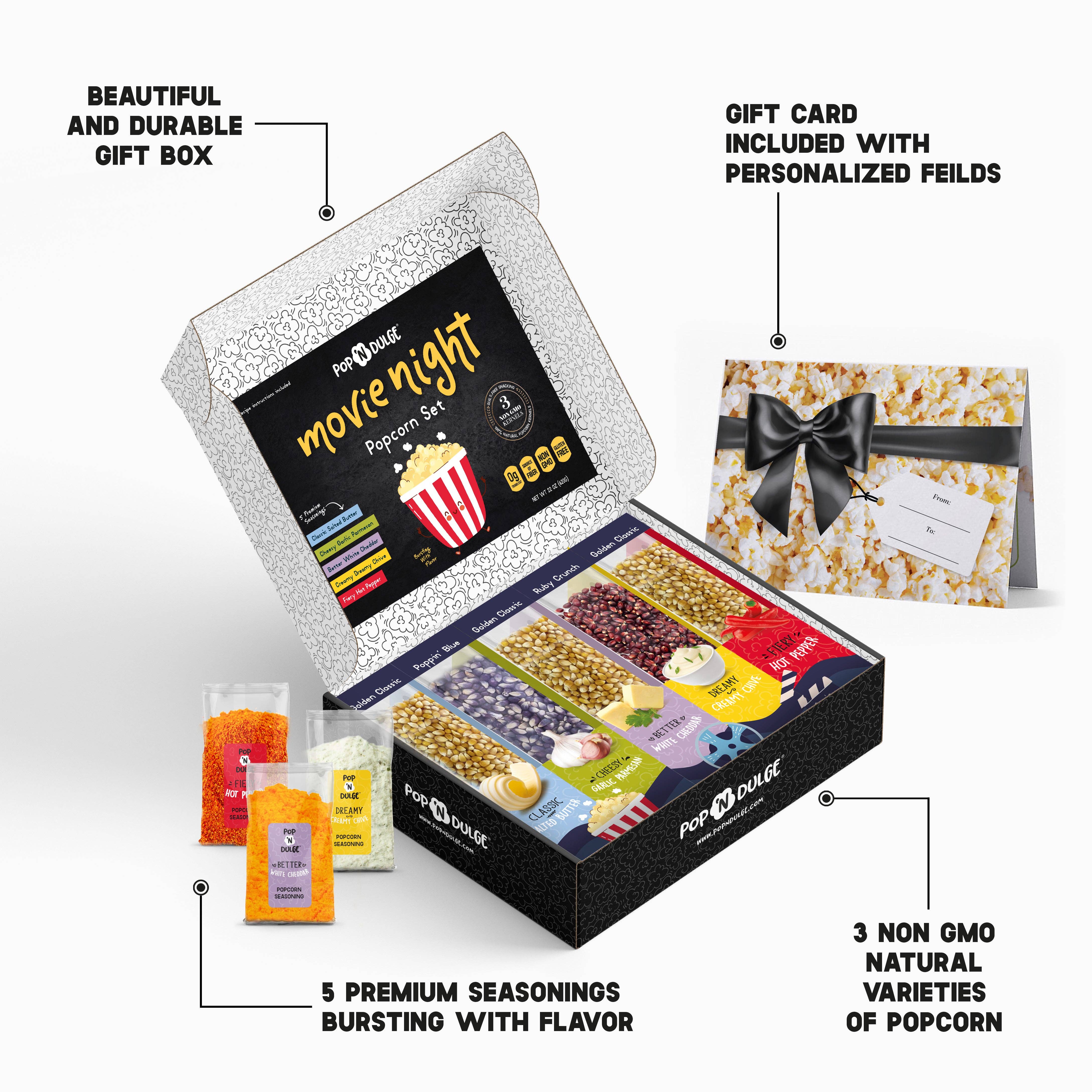 Pop 'N Dulge - Movie Night Gift Basket Popcorn Gift Set by SidePony Boutique