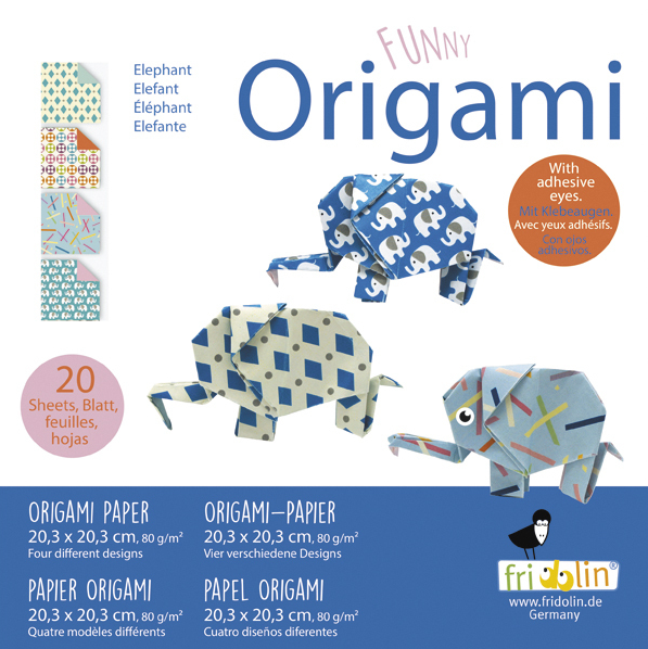 Funny Origami 20cm x 20cm Elephants by Homeportonline