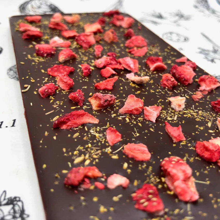 71% Organic Chocolate Bar w/ Fennel Pollen & Strawberries