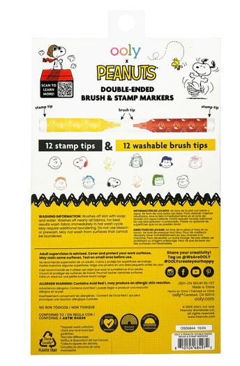 Ooly x Peanuts Double Ended Brush & Stamp Markers by Homeportonline