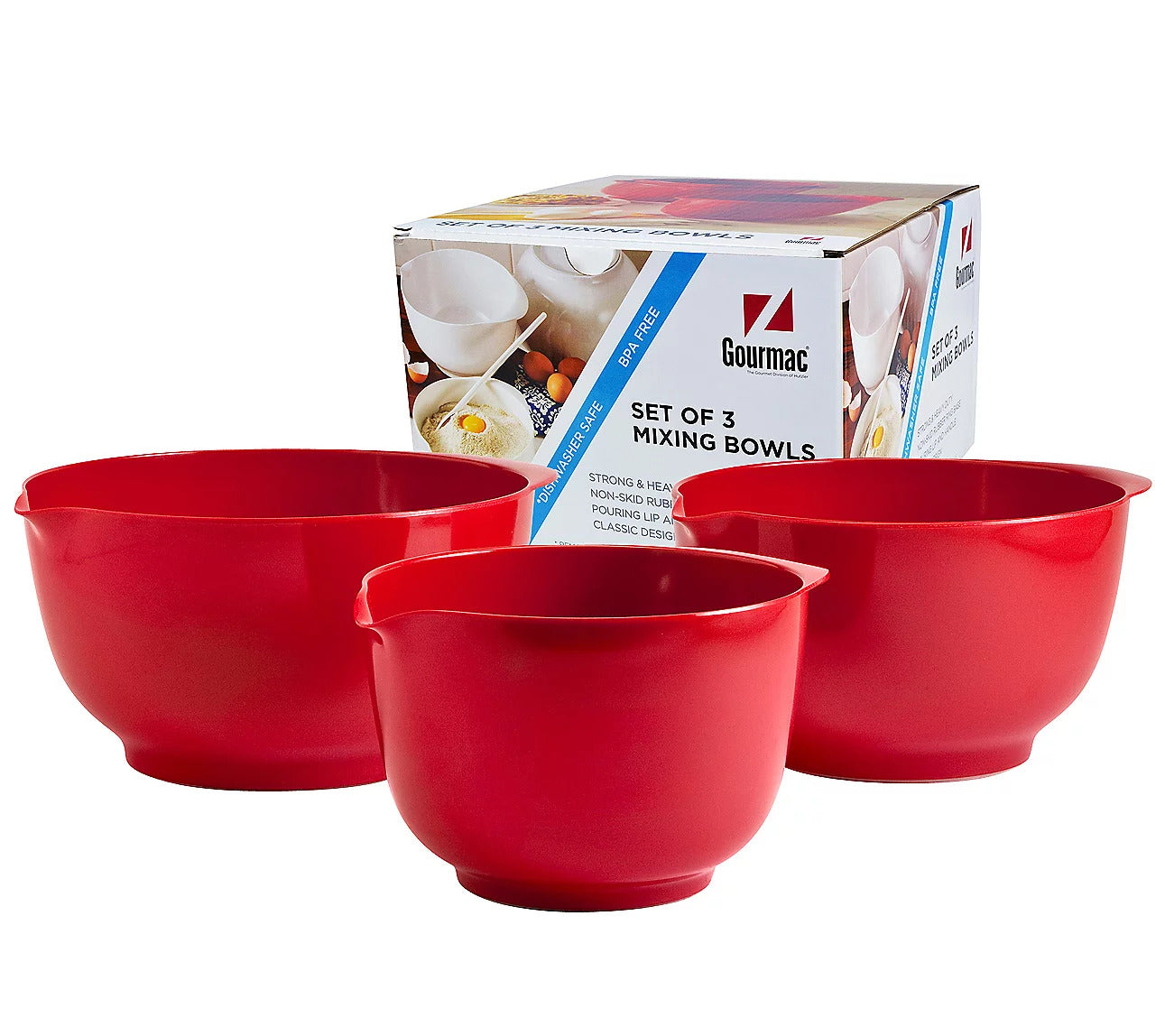 Melamine Mixing Bowl Set Red by Homeportonline