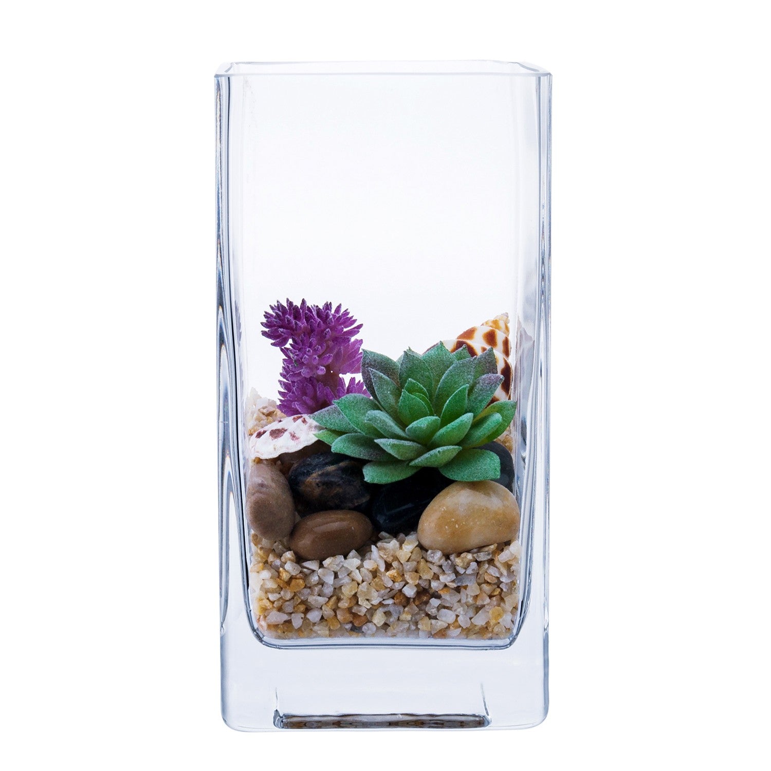 Clear Glass Vase Square 4x4x8in by Homeportonline